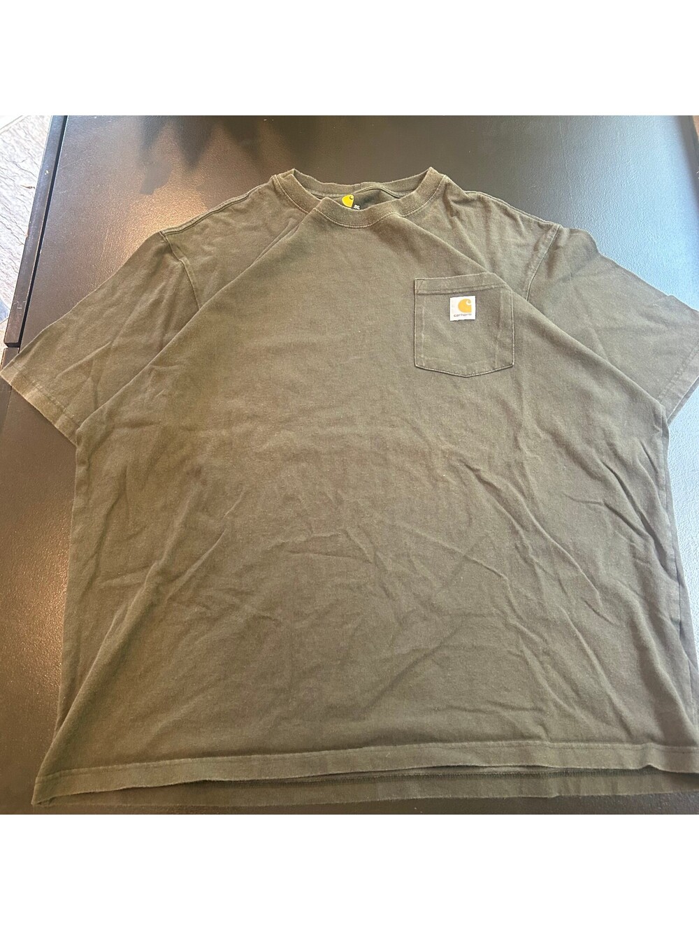 Vintage workwear Carhartt Men's 2XL Short Sleeve Pocket T-Shirt Olive Green